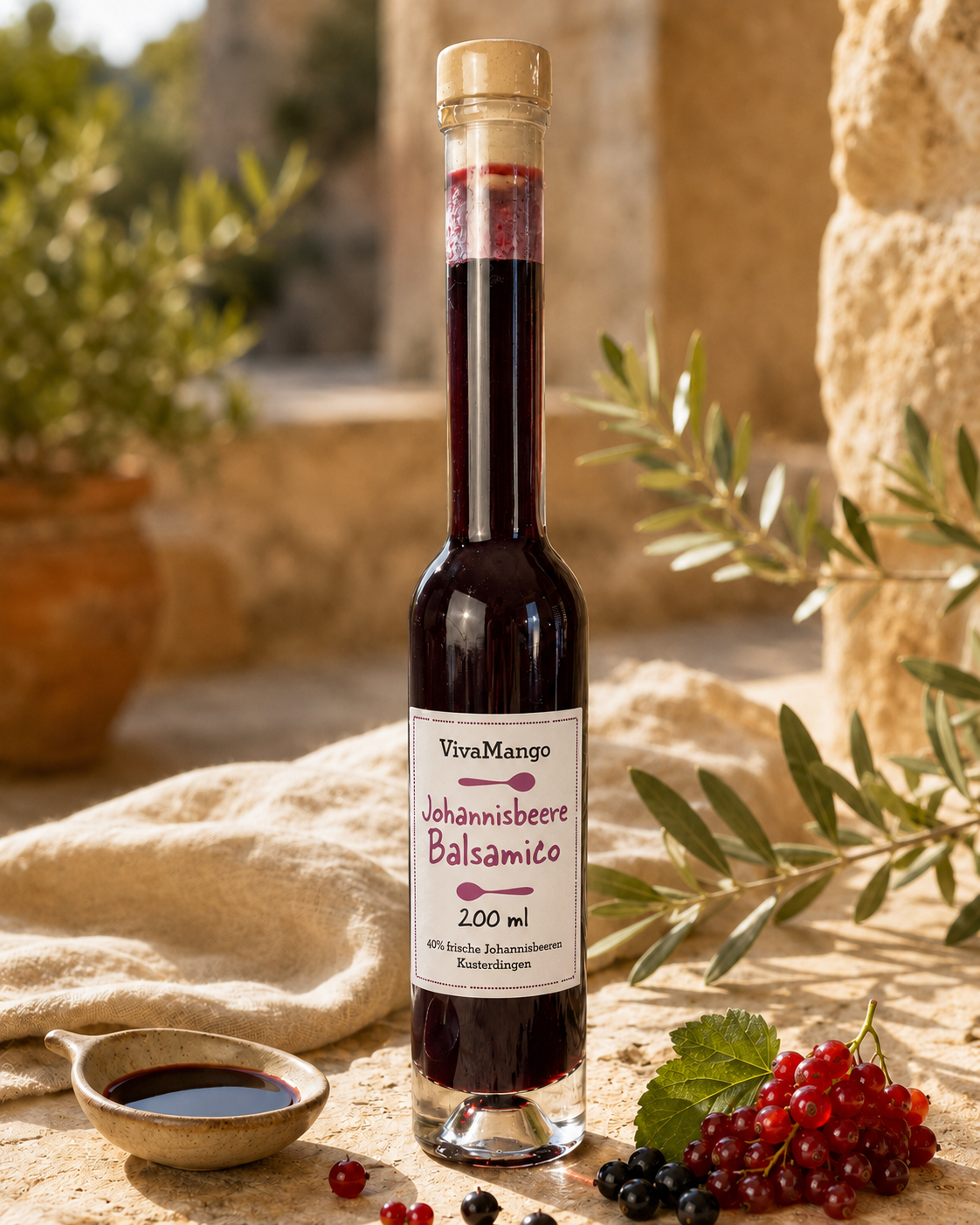 Lange elegante Flasche - Johannisbeere Balsamico Bild 1