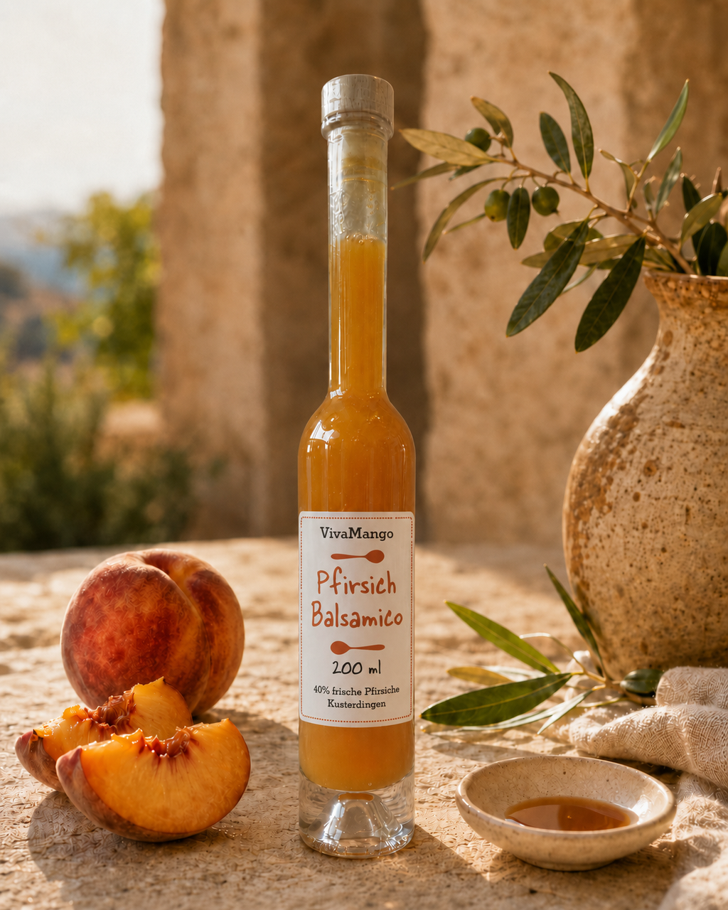 Lange elegante Flasche - Pfirsich Balsamico Bild 1
